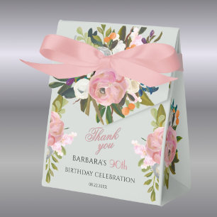 Elegante rosa bemalte Blumenpartygeschenke zum 90. Geschenkschachtel