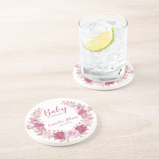 Elegante Rosa Bläsernspülung Getränkeuntersetzer (Seite)