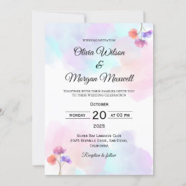 Elegante Rosa & Blau Einladungen für Hochzeiten
