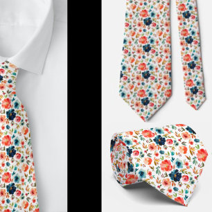 Elegante rosa blaue Pfirsich-Wasserfarben-Rosen Kr Krawatte