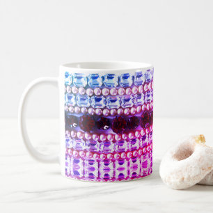 Elegante rosa blaue Rhinestones Perlen Kaffeetasse