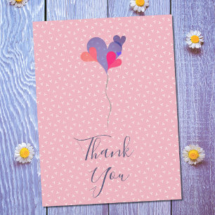 Elegante rosa blaue violette Luftballons Herz mini Postkarte