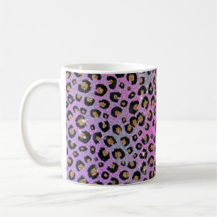 Elegante Rosa Blue Gold Glitzer Black Leopard Prin Kaffeetasse