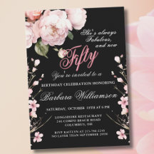 Elegante Rosa Blume 50 & Fab Geburtstagsparty