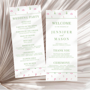 Elegante, rosa Blume Blooms Hochzeitsprogramme