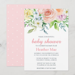Elegante Rosa Blume Blumenmädchen Kinderdusche Einladung
