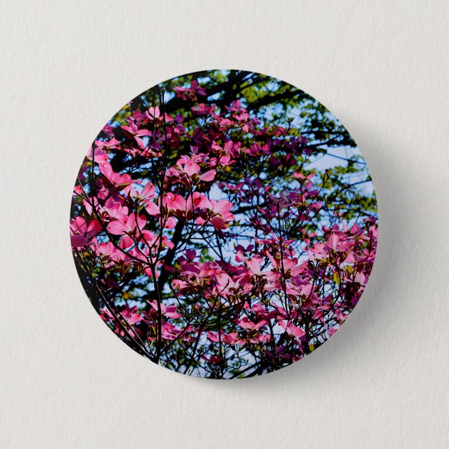 Elegante Rosa Blume Blüten blühen Dogwood Button (Vorderseite)