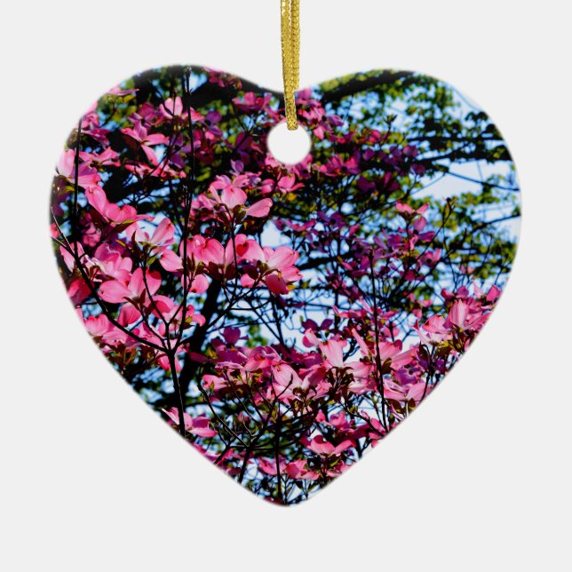 Elegante Rosa Blume Blüten blühen Dogwood Keramikornament (Vorne)