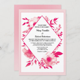 Elegante rosa Blume Diamond Wedding Einladung