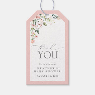 Elegante Rosa Blume Garden Baby Dusche Vielen Dank Geschenkanhänger