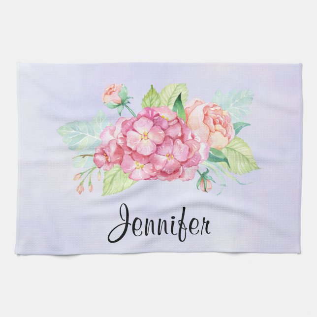 Elegante Rosa Blume Geschirrtuch (Horizontal)