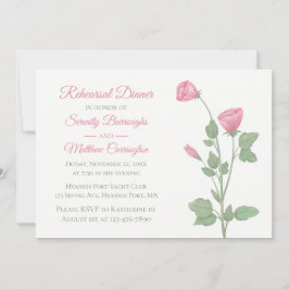 Elegante Rosa Blume Hochzeit Probe Dinner Einladung