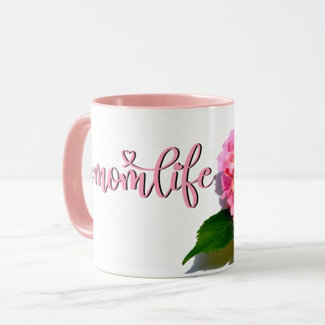 Elegante rosa Blume Hydrangea Best Mama Ever Tasse (Vorderseite Links)