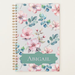 Elegante rosa Blume Lichtgrau Planer