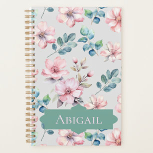 Elegante rosa Blume Lichtgrau Planer