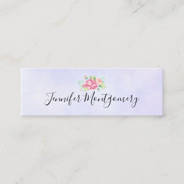 Elegante Rosa Blume Mini Visitenkarte (Vorderseite)