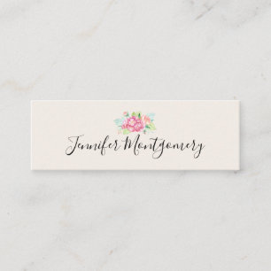 Elegante Rosa Blume Mini Visitenkarte