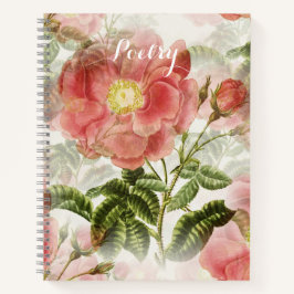 Elegante rosa Blume Poesie Notizbuch