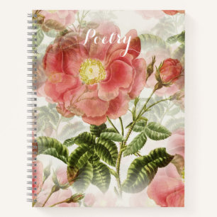 Elegante rosa Blume Poesie Notizbuch