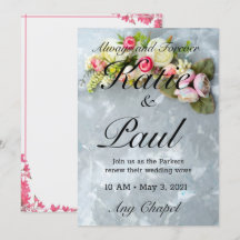 Elegante Rosa Blume Rose Hochzeit Einladung