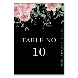 Elegante Rosa Blume Schwarze Hochzeit Tischnummer