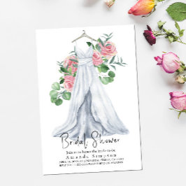 Elegante rosa Blume und grünes Brautparty Einladung