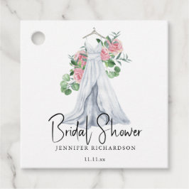 Elegante rosa Blume und Grünpflanzen - Brautparty Geschenkanhänger