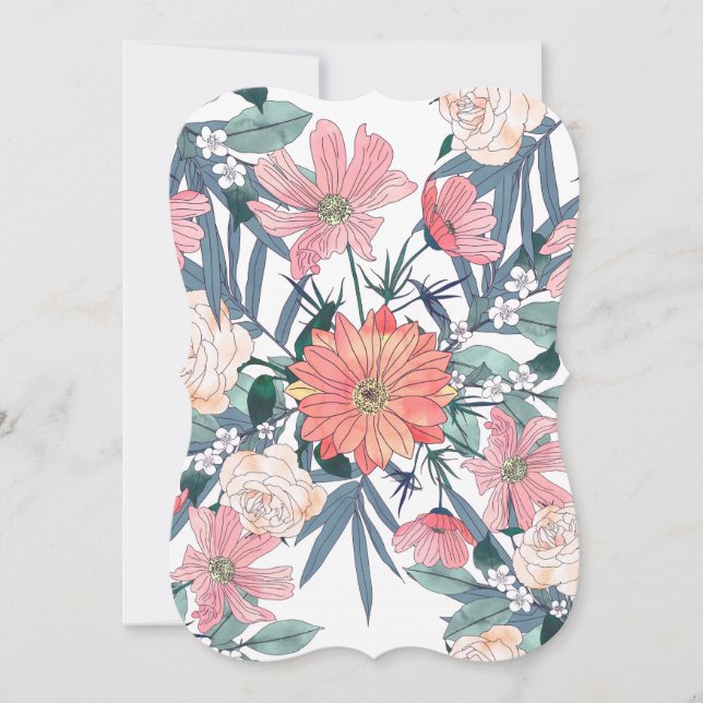 Elegante rosa Blume Wasserfarben (Vorderseite)