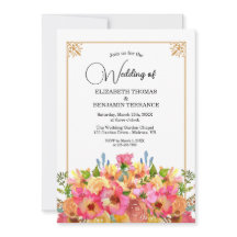 Elegante Rosa Blume Wasserfarben Hochzeit Gold