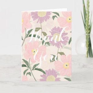 Elegante rosa Blume Watercolor Boho Floral Dankeskarte