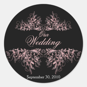 Elegante Rosa Blume Wirbel Save the Date Hochzeit Runder Aufkleber