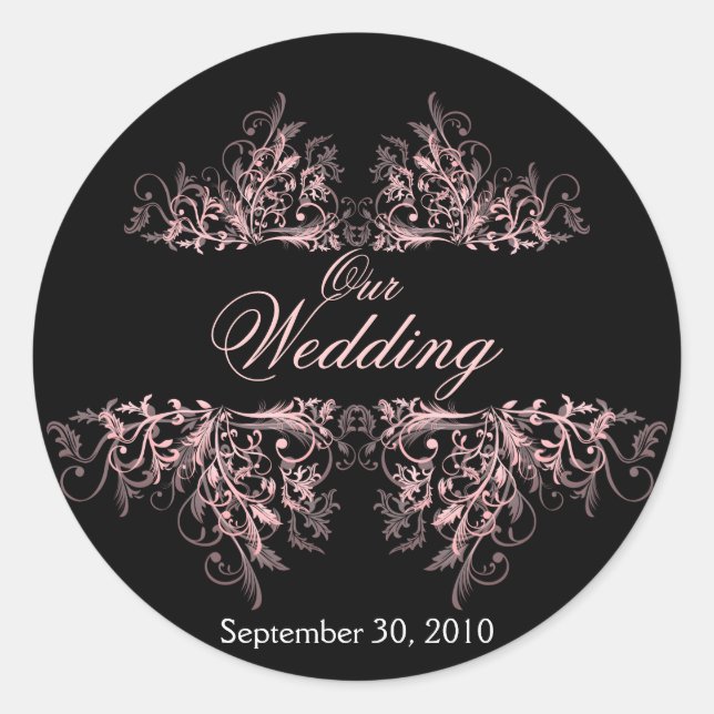 Elegante Rosa Blume Wirbel Save the Date Hochzeit Runder Aufkleber (Vorderseite)