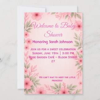 Elegante rosa Blumen-Baby-Shower-Einladung Save The Date