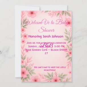 Elegante rosa Blumen-Baby-Shower-Einladung Save The Date