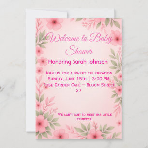 Elegante rosa Blumen-Baby-Shower-Einladung Save The Date