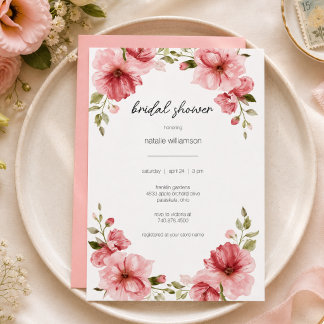 Elegante rosa Blumen-Brautjungfernparty  Einladung