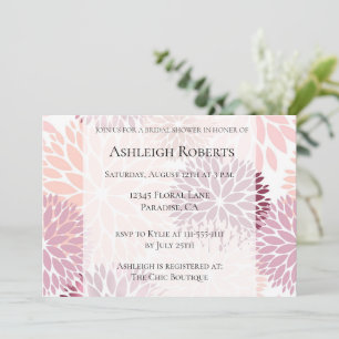 Elegante rosa Blumen-Brautparty Einladung