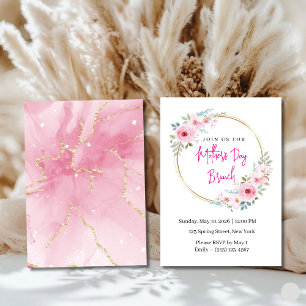 Elegante rosa Blumen-Brunch-Einladung zum Mutterta Einladung