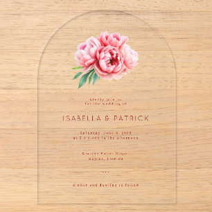 Elegante rosa Blumen-Hochzeitseinladung Acryleinladungen