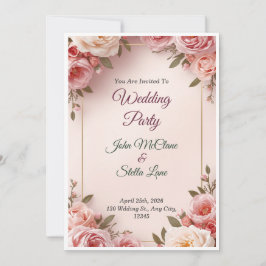 Elegante rosa Blumen-Hochzeitseinladung Einladung