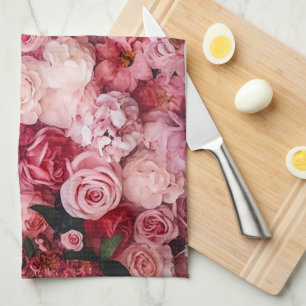 Elegante rosa Blumen Mädchenhaft Geschirrtuch