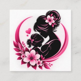 Elegante rosa Blumen Mutterschaft Liebe Frauen Quadratische Visitenkarte