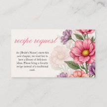 Elegante rosa Blumen-Rezept-Anfrage-Beilagekarte