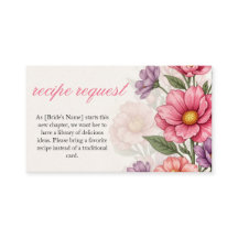 Elegante rosa Blumen-Rezept-Anfrage-Beilagekarte