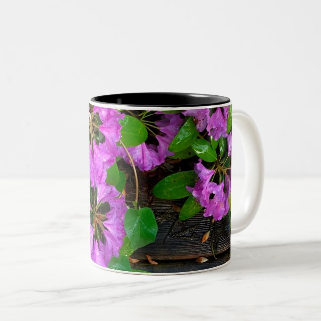 Elegante rosa Blumen rosa Azaleen rosa Blume Zweifarbige Tasse (VorderseiteRechts)