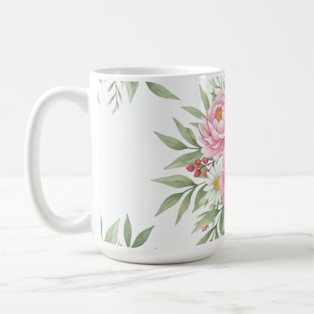 Elegante rosa Blumen-Wasserfarbe-Kaffeetasse"  Kaffeetasse (Links)