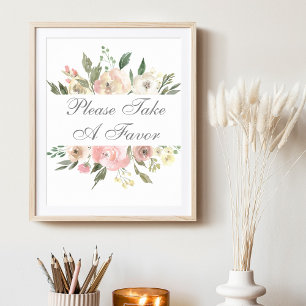 Elegante rosa Blumenhochzeit Bitte nehmen Sie eine Poster