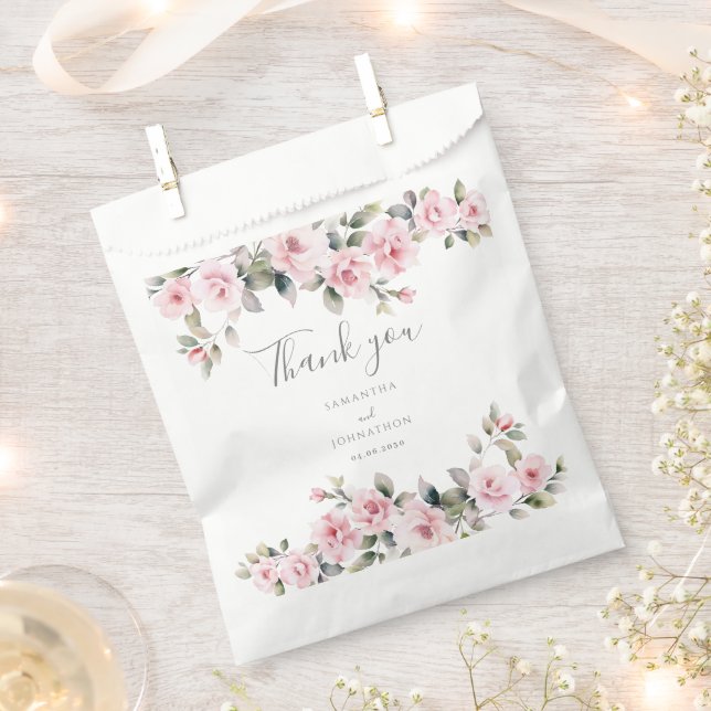 Elegante rosa Blumenhochzeit Geschenktütchen (Ausgeschnitten)