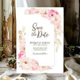 Elegante rosa Blumenhochzeit Save The Date