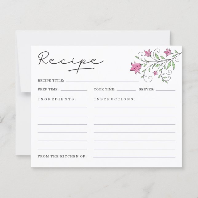 Elegante rosa Blumenkarten mit Brautparty Rezept (Vorderseite)
